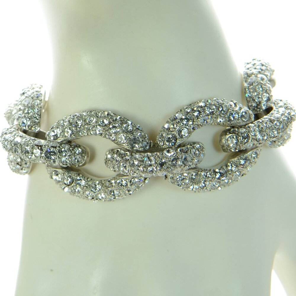 Oscar De La Renta Fortuna Crystal Chain Link Toggle Bracelet